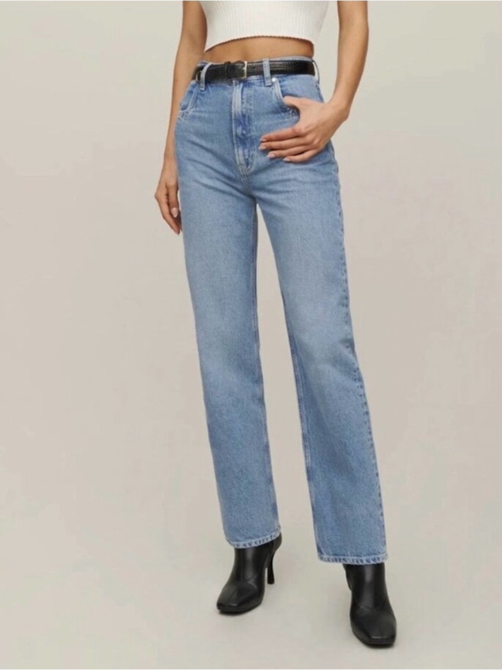 Reformation Cowboy Pointed Pocket High Rise Jeans - Basics, Staple, Neutral